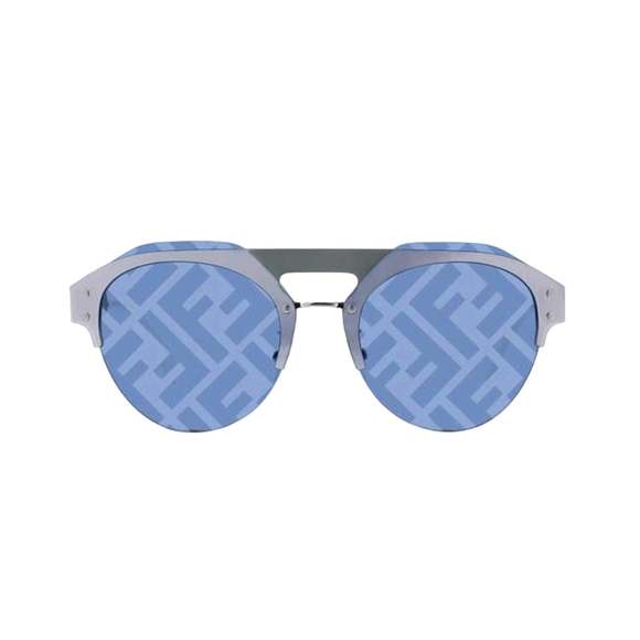 Fendi Technicolour Blue FF Print Lenses Palladium Pilot Frame - Picture 1 of 5